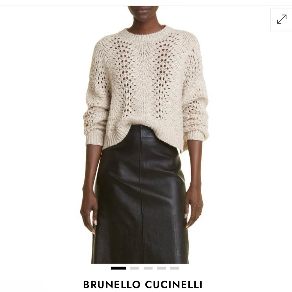 BRUNELLO CUCINELLI Sequin Embellished Cashmere Blend Sweater Size: L